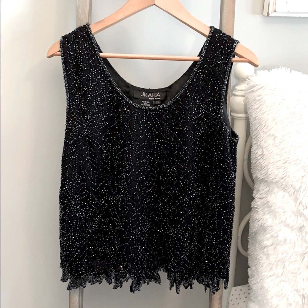 JKara Black Beaded Tank
